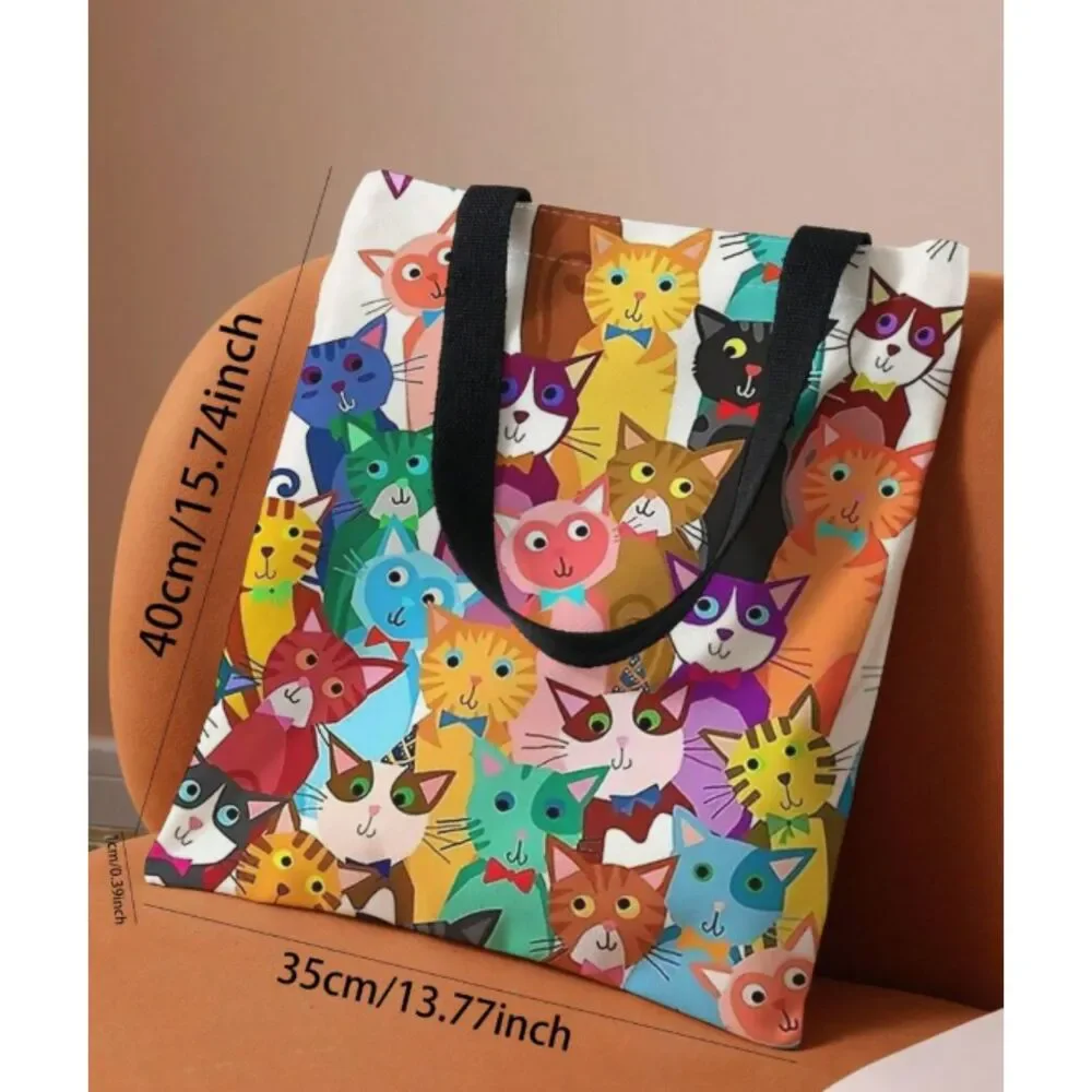 CATS Canvas Book Bag Carry Hand & Shoulder Straps Tote Crossbody